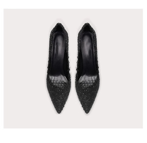 Nouvelles Chaussures Simples à Talons Hauts Noirs Sexy pour Femmes, Style Parfumé, pour <span class=keywords><strong>Pieds</strong></span> Larges, Grande Taille, Collection Printemps 2025 - Product Image 5