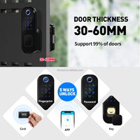 Doble cara huella dactilar Tuya Wifi APP Smart Rim Lock impermeable al aire libre inteligente Rim Lock teclado PIN código Digital Lock