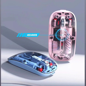 เมาส์ไร้สายโปร่งใส 2.4g บลูทูธ ปุ่มแม่เหล็กแบบกดคืน ชาร์จได้ โหมดคู่ ดีไซน์ตามหลักสรีรศาสตร์ 1600dpi 4 ปุ่ม - Product Image 1