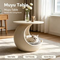 Table d'appoint en forme de lune, lit pour chat, couleur personnalisable, en fibre de verre, table basse, grotte intérieure pour animaux, nid luxueux pour chaton
