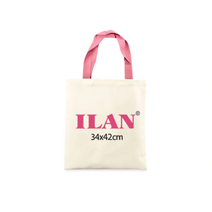 Borsa in tela multiuso Ilan 34x42 cm colore naturale con manici rosa - Product Image 1