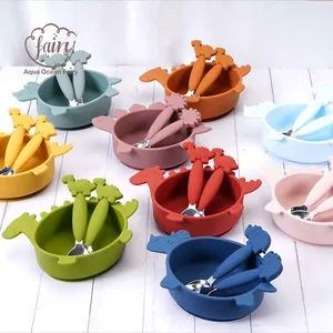 Hot Selling Animal Baby Spoon With Silicone Handle Stainless Forks And Food Spoon Set For Baby