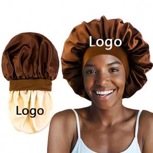 Low Moq Logotipo personalizado Patrón Embalaje Satin Hair Bonnet Doble capa Unisex Sleep Cap - Product Image 1