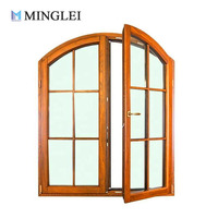 MINGLEI Vente en gros Modèle Design Fenêtre en bois avec double vitrage Verre Bois de chêne Arc rond Fenêtre à battant