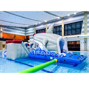 Circuito de Obstáculos Inflable para Piscina con Múltiples Retos, Piscina Inflable con Forma de Tiburón, Área de Juegos Flotante - Product Image 5