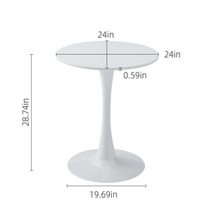 <b>White</b> <b>Round</b> <b>Dining</b> <b>Table</b> Modern MDF Top Iron Base Mid Century Design Indoor Outdoor Use - Product Image 2