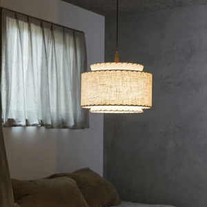 Lampe suspendue en tissu de style nordique japonais, ronde, E27 LED, pour chambre à coucher, bureau, décoration de la maison - Product Image 2