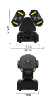 Projecteur professionnel à double tête Gecko RVBW 4-en-1 LED Cree avec laser rouge et vert, stroboscope DMX pour scène, DJ et spectacle en club