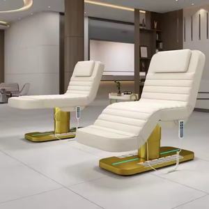 Lit de massage électrique pour salon de beauté, réglable en hauteur, en acier inoxydable doré, avec revêtement en PU, table de massage pour les installations de loisirs - Product Image 1