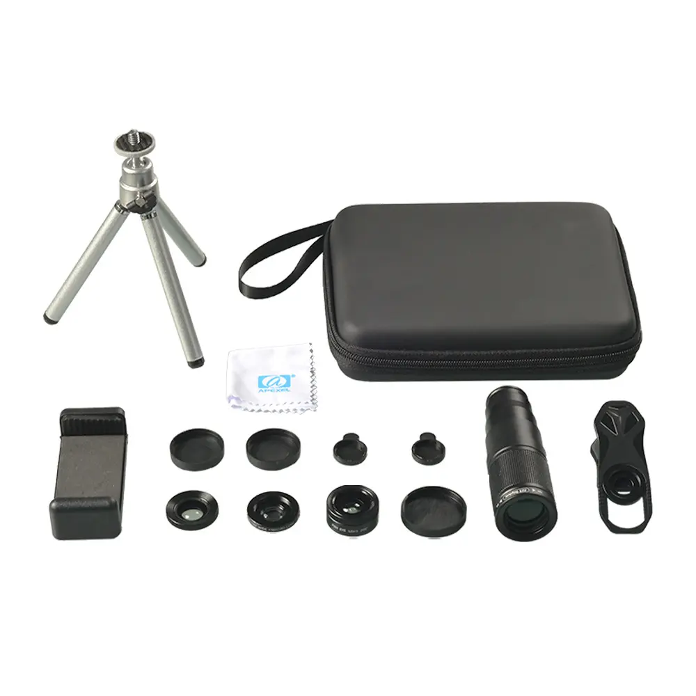 Clip on Smartphone Lens Kit Wide Angle Macro Fisheye APEXEL 22X Telephoto Lens for Mobile Phone