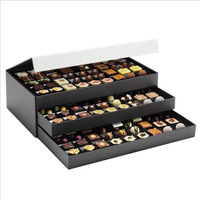 Boîte cadeau en carton chocolat noir magnétique personnalisé à deux couches stratification mate boîte de faveurs de mariage de luxe estampage à chaud avec tiroir