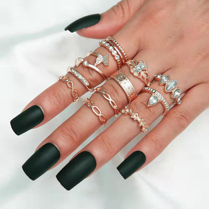 Fashion Jewelry <b>Sets</b> 11pcs Rose Gold <b>Crystal</b> Rings Butterfly Star Marquise Cut For Women Party Wear - Product Image 1