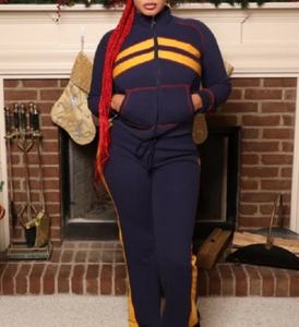 Viviblook Z1211ST02 Ensemble de vêtements de sport décontractés pour femmes, veste cardigan à fermeture éclair, couleur contrastée, pantalon long à cordon de serrage, ensemble deux pièces - Product Image 3