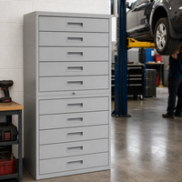 Armoire de rangement industrielle en acier à 10 tiroirs - Armoire à pièces métalliques thermolaquées avec tiroirs à roulement à billes lisses