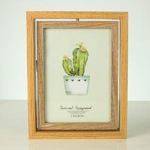 Decoración del hogar Color madera Mdf Material giratorio doble cara fotos insertar imágenes marco de fotos 5x7 - Product Image 1