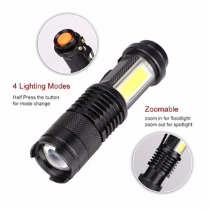 Không thấm nước có thể điều chỉnh Zoomable tập trung 3W LED + COB Torch ánh sáng Túi Clip chiến thuật mini Led đèn pin - Product Image 2