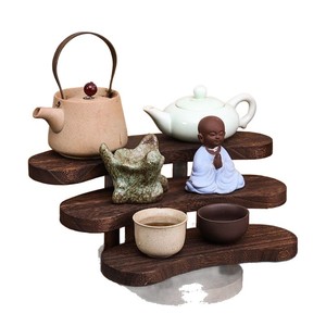 New Chinese style antique display shelf, solid wood <b>teacup</b> holder, multi-layered desktop retro ornament, home tea set, teapot - Product Image 3