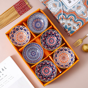 Juego de Cuencos y Palillos Estilo Bohemio, Vajilla de Porcelana Azul y Blanca, Juego de Regalo Apto para Microondas, Caja de Regalo Incluida, para Regalos Empresariales - Product Image 4