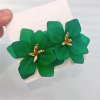 Moda dulce mujer Color flor Stud pendientes Primavera Verano joyería regalo colorido transparente resina acrílico flor pendientes
