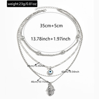 Collier pendentif œil porte-bonheur en alliage de zinc avec strass, bijoux superposables et imposants pour femme, tendance
