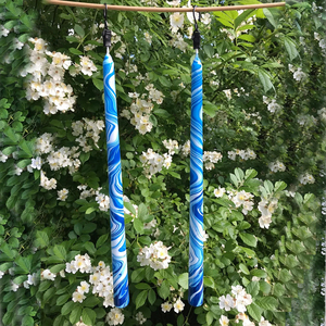 Huaming mariage sans cadre marbré tourbillon couleur sans flamme mince bougies coniques <span class=keywords><strong>cheminée</strong></span> tie-dye imprimé à la main conique longue bougie - Product Image 1