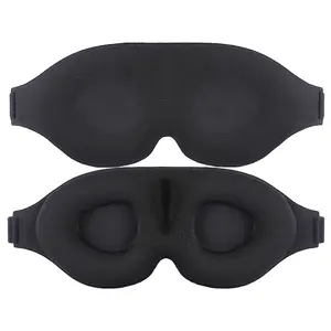 Máscara ajustable de espuma viscoelástica 3D de lujo con etiqueta privada personalizada para viajes, cubierta para dormir nocturna, con almohadilla nasal y elásticos