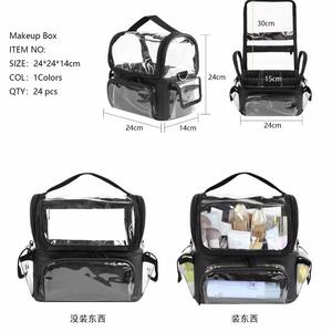 Boîte à maquillage transparente, grande capacité, sac cosmétique multi-poches avec compartiment suspendu pour les voyages et les maquilleurs - Product Image 2