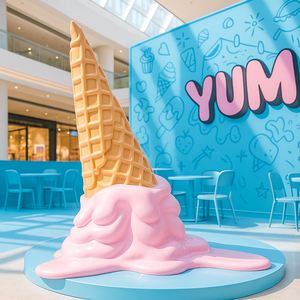 JingYue özel dev fiberglas boyalı dondurma koni heykel reçine sanat süs ticari iç pencere ekran için - Product Image 3