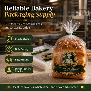 Sacs à pain en LDPE transparent micro-perforés imprimés sur mesure, emballages en plastique pour boulangerie et supermarché - Product Image 2