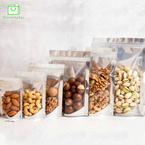 Kantong Plastik PE Custom Clear Front Silver Back Resealable Zipper Nuts dengan Gusset Samping, Model Stand Pouch untuk Kemasan Makanan Ringan dan Permen, Segel 3 Sisi - Product Image 4