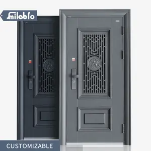 Smile bro customized Simple style steel external doors safety copper doosr door size 3F*7F 4F*7F 5F*7F with smart lock for home