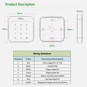 Lecteur de cartes d'identité de proximité sans contact à double fréquence 125KHz WG26 34 pour systèmes de contrôle d'accès, sécurité des portes - Product Image 5