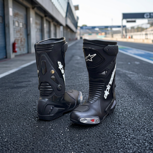 Botas de moto para hombre, negras, a media pantorrilla, de cuero genuino, con cierre de cremallera, suela de goma resistente a la abrasión, entresuela de EVA - Product Image 3