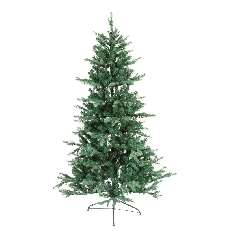 Pinheiro verde de 180 cm feito de PVC misturado com material PE Árvore de Natal estilo personalizável com base de metal