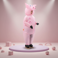 Costume de cochon rose gonflable pour adultes, convient aux personnes de 1,5 à 2 m de taille. Parfait pour Noël, le cosplay, les fêtes, les spectacles sur scène et les bals masqués