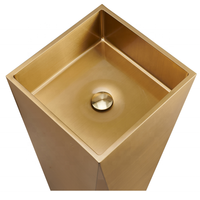 Lavabo colonne en acier inoxydable pour salle de bain, vasque autoportante en acier inoxydable