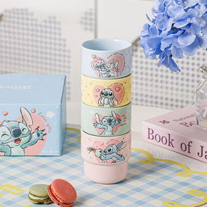 Juego de 4 Tazas Apilables de Cerámica Stitch, Tazas de Porcelana con Dibujos Animados para Café, Agua, Té, Regalo para el Hogar - Product Image 5