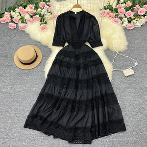 Nuevo Vestido de Mujer Estilo Francés Retro Gongyan con Mangas Largas y Encaje, a la Moda - Product Image 3