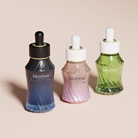 Flacon compte-gouttes en verre électroplaqué de forme unique, 30 ml et 50 ml, pour huile capillaire, nourrissante, réparatrice, pour le cuir chevelu, les cheveux et la barbe, MOQ 5000 pièces