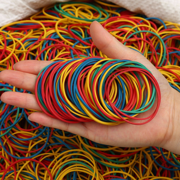 Bandas elásticas de borracha natural para serviços pesados, faixas pequenas de borracha sortidas para escritório