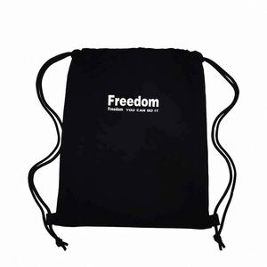 Custom Logo Print Eco-Friendly <b>Canvas</b> Tote Bag for Promotion Yoga Sport Use with Drawstring Closure - Product Image 1