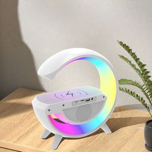 นาฬิกาปลุกอัจฉริยะ ไฟสีสันสดใส RGB ขนาดเล็ก รูปทรงตัว G ลำโพง โคมไฟปลุก โคมไฟตั้งโต๊ะ - Product Image 5
