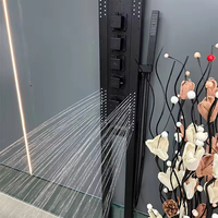 Robinet de douche en laiton de style moderne avec plusieurs boutons, finition noir mat, jets doux et pluie pour la maison et l'hôtel