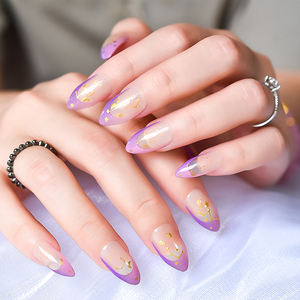 <span class=keywords><strong>Faux</strong></span> ongles à presser avec pointes françaises, motif étoiles et lune, forme amande moyenne, brillants, transparents <span class=keywords><strong>pour</strong></span> <span class=keywords><strong>mariage</strong></span> et fête - Product Image 2