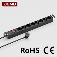 PDU de rack 1U efficace, 8 prises Schuko, interrupteur bipolaire, alliage d'aluminium T5, conforme RoHS, CE