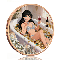Vient de sortir la conception en stock 2 oz pièce de cuivre haut relief 3D femme riche sans charge de moisissure quantité minimale de commande bas en gros médaille en métal colorisée