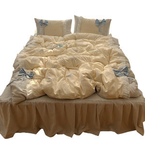 여아용 동물 프린트 워시드 코튼 울 충전 고품질 11종 세트 패치워크 리본 공주 스타일 이불 커버 침대 시트 스커트 - Product Image 5