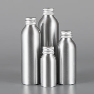 High Quality 50ml 100ml 120ml 150ml <b>200ml</b> 250ml Round Silver Aluminum <b>Bottles</b> with Screw Top - Product Image 2