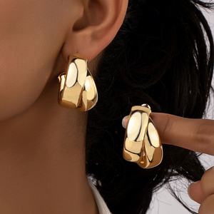 Pendientes de Aro Grandes, Pendientes de Metal con Geometría Coreana para Mujer, Pendientes Colgantes Retro, Joyería de Moda - Product Image 2