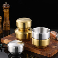 Bol à soupe créatif pour la maison Style coréen 304 Bol en acier inoxydable à double couche avec couvercle Bol Kimchi pour enfants